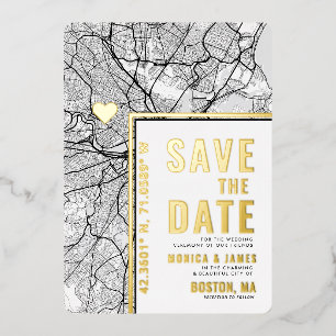 Invitation En Aluminium Localisateur d'amour de Boston   Plan de ville Sau