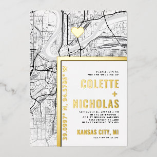 Invitation En Aluminium Localisateur d'amour de Kansas City Mariage sur