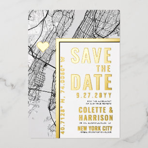 Invitation En Aluminium Localisateur d'amour de New York   Mariage Enregis