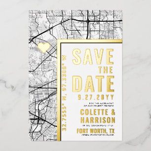 Invitation En Aluminium Localisateur d'amour Fort Worth   Mariage Enregist
