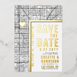 Invitation En Aluminium Localisateur d'amour Las Vegas   Mariage Enregistr