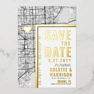 Invitation En Aluminium Localisateur d'amour Miami   Mariage Enregistrer l