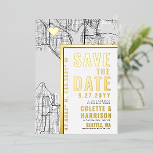 Invitation En Aluminium Localisateur d'amour Seattle   Mariage Enregistrer