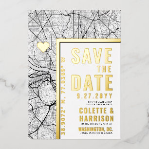 Invitation En Aluminium Localisateur d'amour Washington DC Mariage Enreg