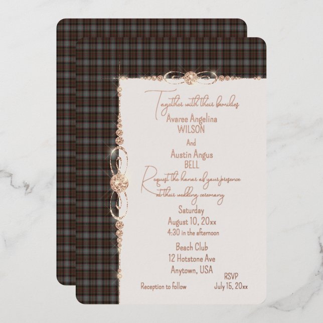 Invitation En Aluminium Lochaber Tartan Plaid (Recto/Verso)