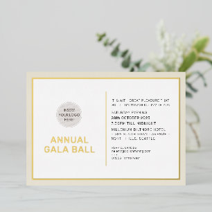 Invitation En Aluminium Logo GALA BALL minimaliste moderne ivoire or