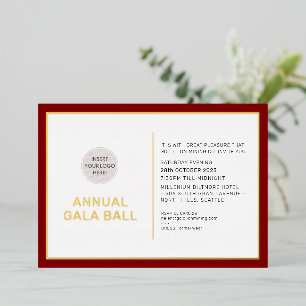 Invitation En Aluminium logo GALA BALL moderne minima bordeaux marron roug