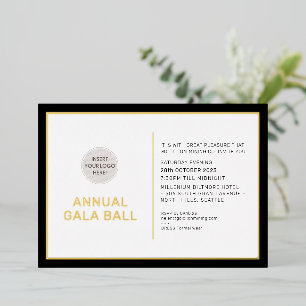 Invitation En Aluminium Logo GALA BALL moderne minimaliste cravate noire o
