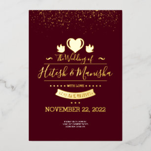 Invitation En Aluminium Logo Monogramme Bourgogne avec or mariage de colom