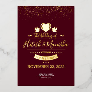 Invitation En Aluminium Logo Monogramme Bourgogne avec or mariage de colom