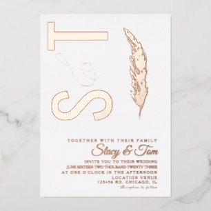 Invitation En Aluminium Logo Pampas Ampersand Mariage Pressé