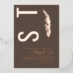 Invitation En Aluminium Logo Pampas Ampersand Mariage Pressé