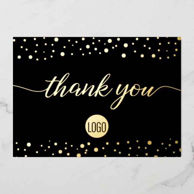 Invitation En Aluminium Logo personnalisé Elegant Gold Black Merci d'affai (Recto)