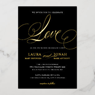 Invitation En Aluminium Loisirs romantiques Calligraphie Black Gold