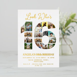 Invitation En Aluminium look simple qui est 16 Photo Collage ado anniversa