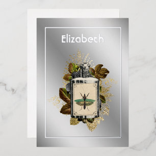 Invitation En Aluminium Lotion poison florale Halloween gothique Foil Invi