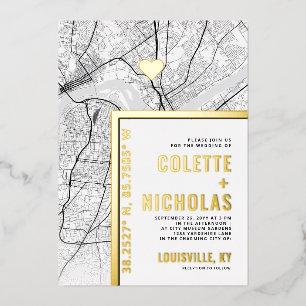 Invitation En Aluminium Louisville Love Locator Mariage sur le thème de