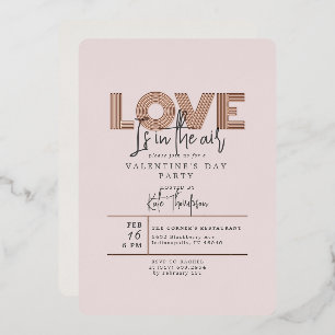 Invitation En Aluminium Love is in the Air Fête de la Saint-Valentin Rose 