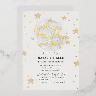 Invitation En Aluminium Love You Moon & Back Baby shower neutre