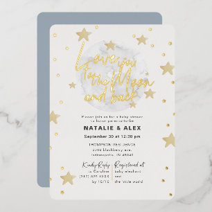 Invitation En Aluminium Love You Moon & Back Boy Baby shower