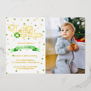 Invitation En Aluminium Lucky One   Fête d'anniversaire de la Saint-Patric