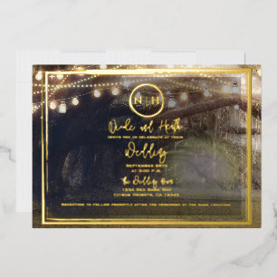 Invitation En Aluminium Lumières de forêt brumeuse Élégant mariage moderne