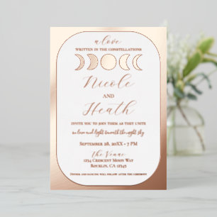 Invitation En Aluminium Lunaire Luxe Rose Véritable Or Rose Feuille de Lun