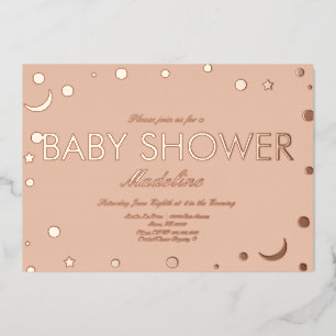 Invitation En Aluminium Lune et points Baby shower Confetti Pressé dans