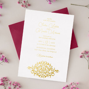 Invitation En Aluminium Luxe Artistique Botanique Floral Mariage Paisley