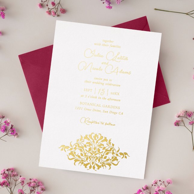 Invitation En Aluminium Luxe Artistique Botanique Floral Mariage Paisley (Créateur téléchargé)