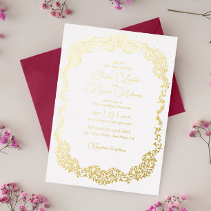 Invitation En Aluminium Luxe Artistique Botanique Floral Mariage Paisley
