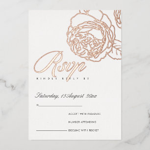 INVITATION EN ALUMINIUM LUXE ÉLÉGANT ROSE PÂLE OR ROSE FLORAL RSVP