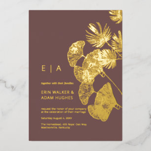Invitation En Aluminium Luxe Gingko Leaf Real Gold Mariage