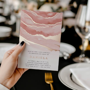 Invitation En Aluminium Luxe Marbre rose fête d'anniversaire ou toute occa