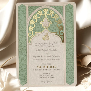 Invitation En Aluminium Luxe Mariage de laque islamique Sage Green