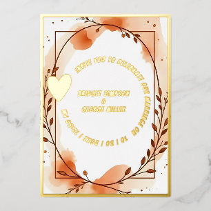 Invitation En Aluminium Luxe or rustique boho Mariage floral