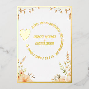 Invitation En Aluminium Luxe or rustique boho Mariage floral