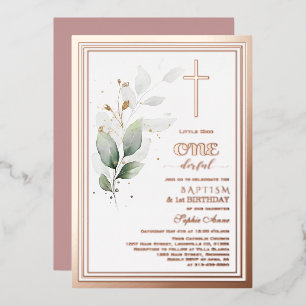 Invitation En Aluminium Luxe Verdure Eucalyptus 1er Anniversaire Baptême
