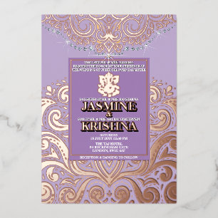 Invitation En Aluminium LuxGlitter Lavender PinkGold Ganesha Mariage hindo