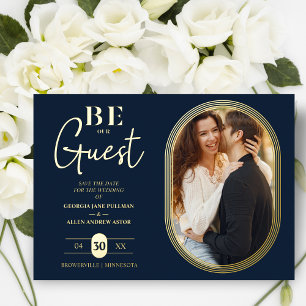 Invitation En Aluminium Luxueux cadre ovale doré Charmant Mariage photo
