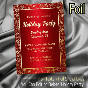 Invitation En Aluminium Luxueux Or Rouge Créer Votre Propre Script Élégant