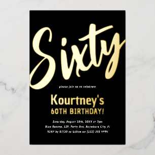 Invitation En Aluminium Luxueux Or 'Soixante' Adultes Jalonnement 60e Anni
