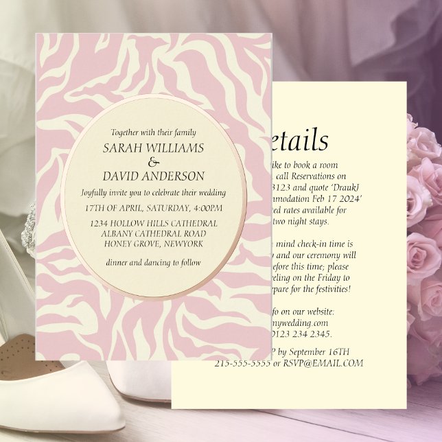Invitation En Aluminium Luxueux Rose clair rose Matisse Style Foil Invi (Créateur téléchargé)