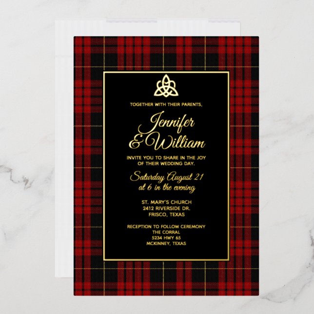 Invitation En Aluminium MacQueen Clan Tartan Plaid Mariage (Enveloppe)