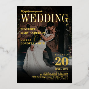 Invitation En Aluminium Magazine de photographie éditoriale sombre Mariage