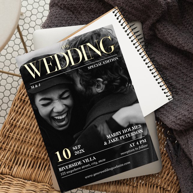 Invitation En Aluminium Magazine Editorial Journal Mariage Photo OR (Créateur téléchargé)