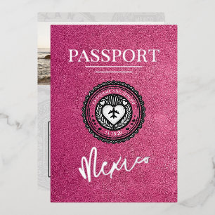 Invitation En Aluminium Magenta Mexique Passeport Mariage