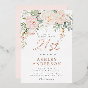 Invitation En Aluminium Magnifique Blush 21e anniversaire de fête Rose or