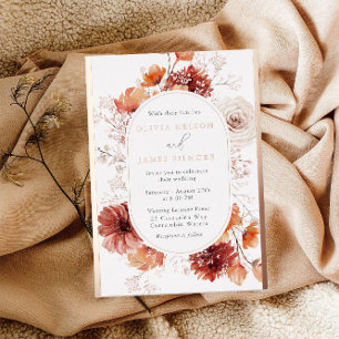 Invitation En Aluminium Magnifique cadre floral bohème mariage or rose