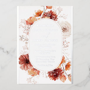 Invitation En Aluminium Magnifique cadre floral Boho mariage argent vérita